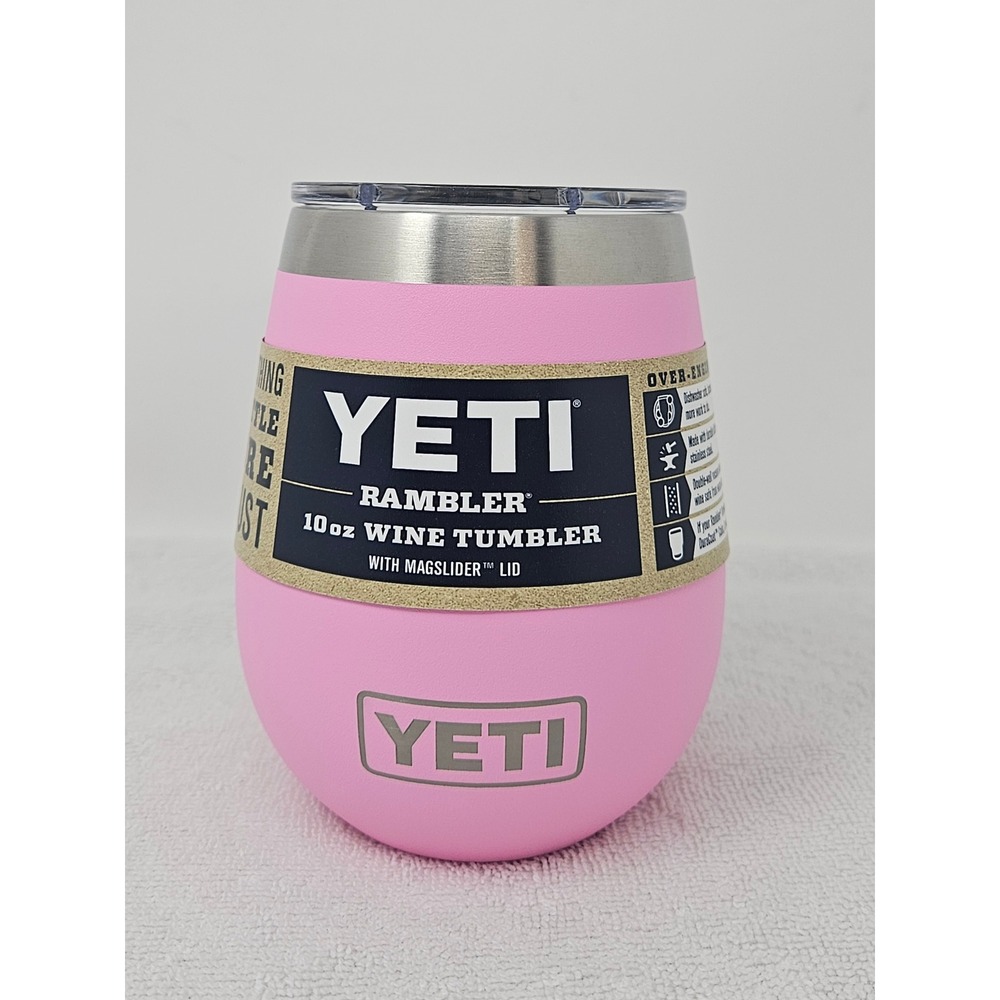 YETI Limited Edition POWER PINK 10oz Wine Tumbler w/Magslider Lid, NEW!